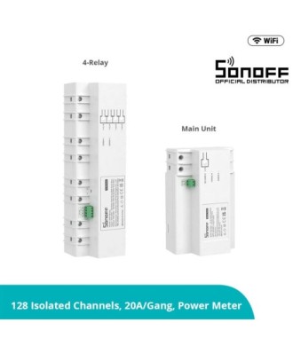 GloboStar® 80056 SONOFF SPM-4RELAY - Wi-Fi Smart Stackable Power Meter